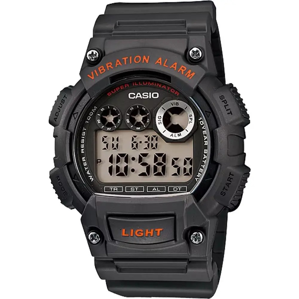 Casio Men`s Shock-resistant Digital Sport Watch with Gray Band- W-735H-8AV