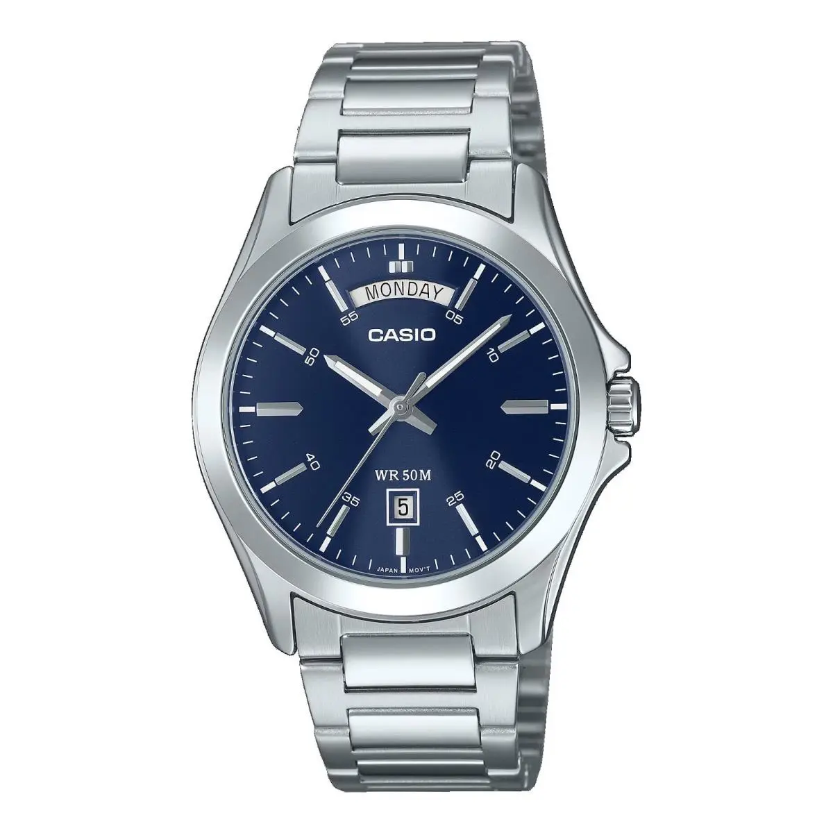 MTP1370D-2A2V Men`s Standard Day Date Stainless Steel Blue Dial Watch by Casio