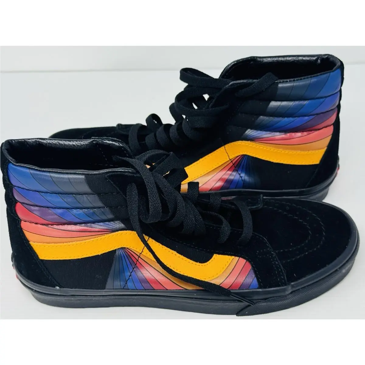 Sk8-Hi Refract Black Suede 70`s M Sz 8 W Sz 9.5 Skateboarding Shoe by Vans