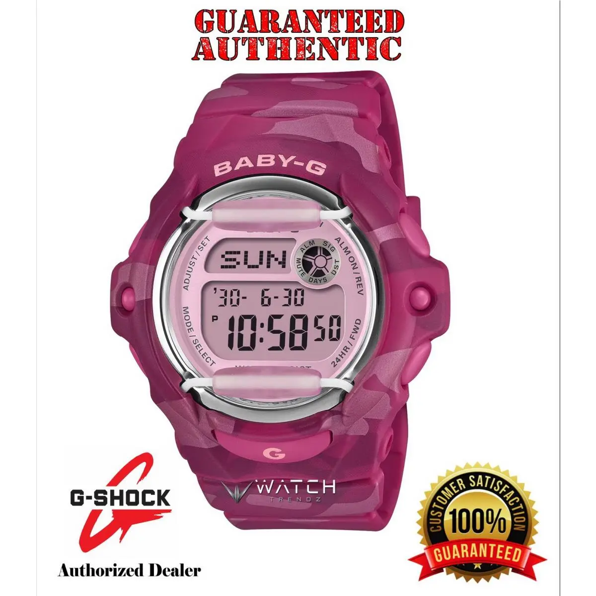 Baby-g BG169CM-4 Camouflage Pink Face Protector Digital Watch by Casio