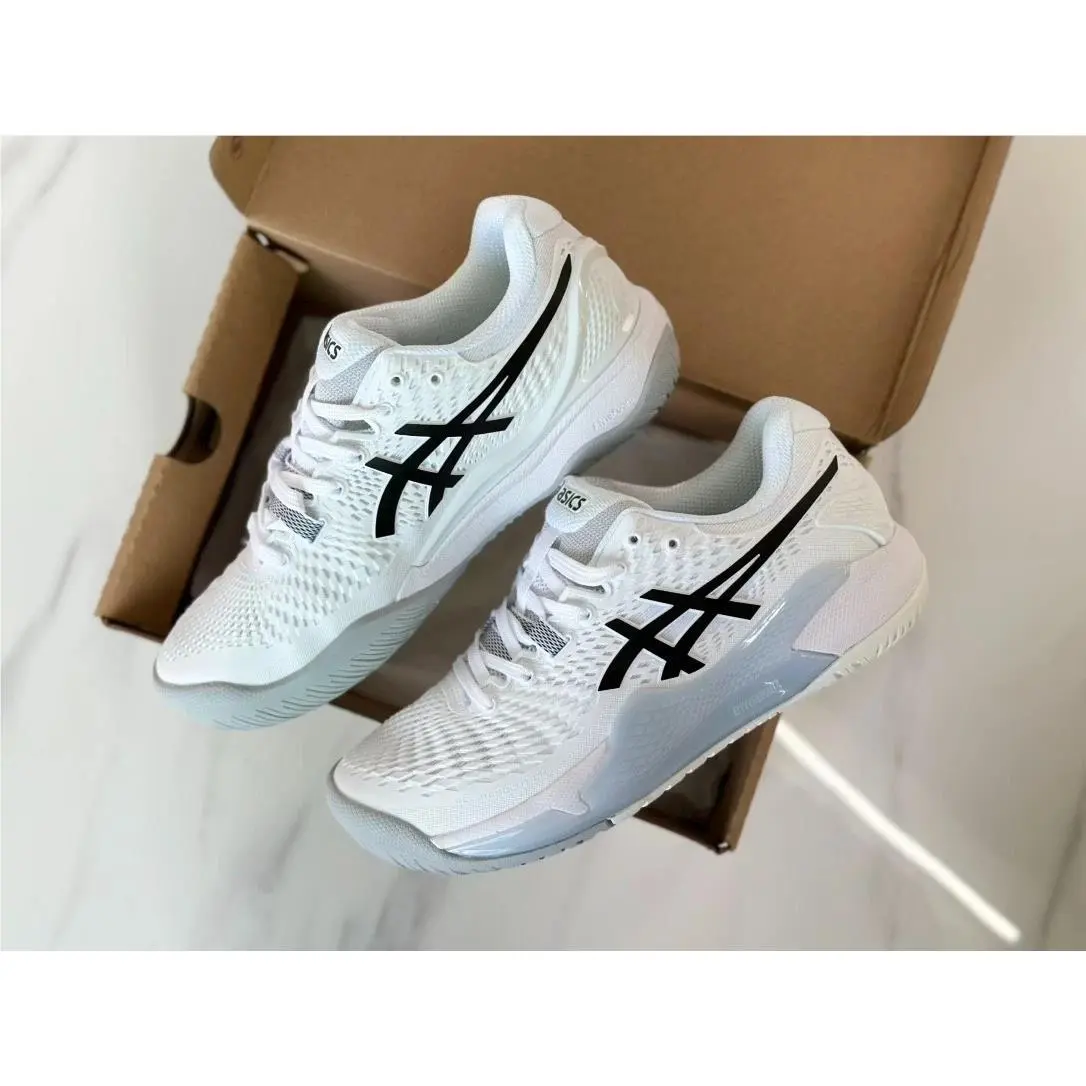 White Asics Gel Resolution 9 Men`s Tennis Shoes