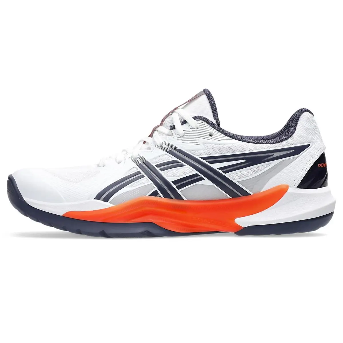 Mens Size 10- Asics Powerbreak FF White Nova Orange Court Shoes 1071A101-102