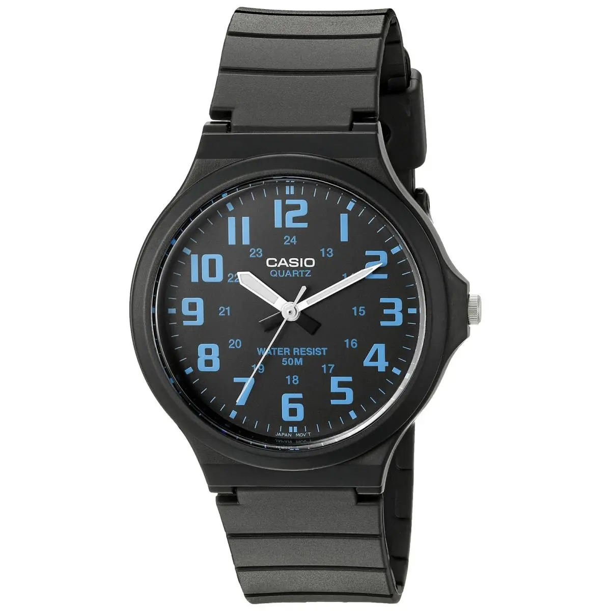 MW240 Series Men’s Quartz Watch Black/blue 50M WR Large Resin Case by Casio