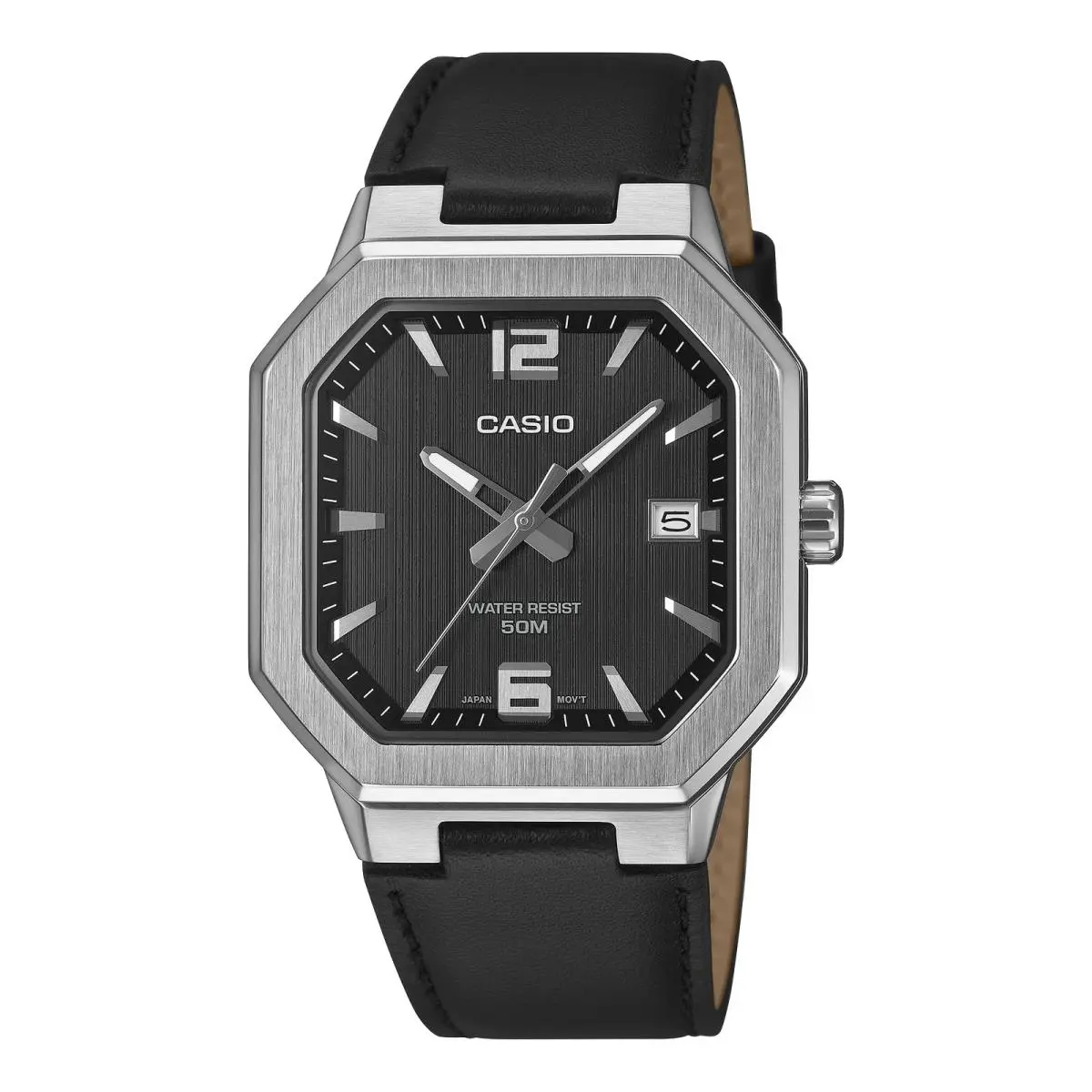 MTP-B195L-1A Mens Watch Stainless Steel Case Leather Band Date 50m WR by Casio