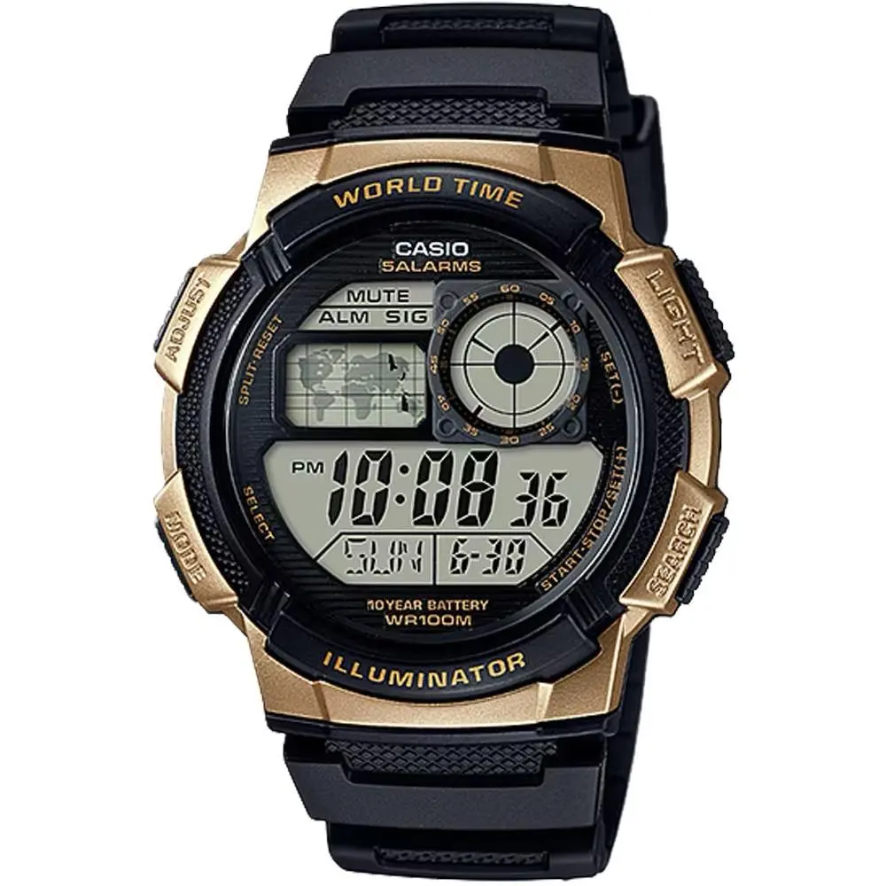 Men’s Digital Watch with Black and Gold Dial - AE-1000W-1A3V by Casio
