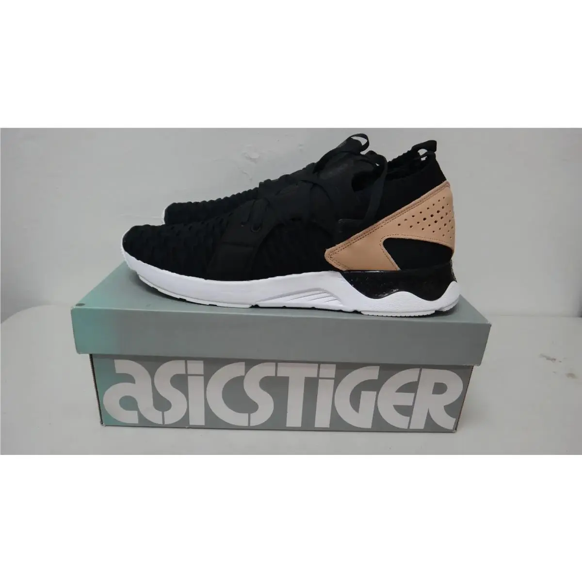 Asics Gel Lyte V Sanze Knit Men`s 11 Black Vachetta Tan H800N 9090 Sneaker