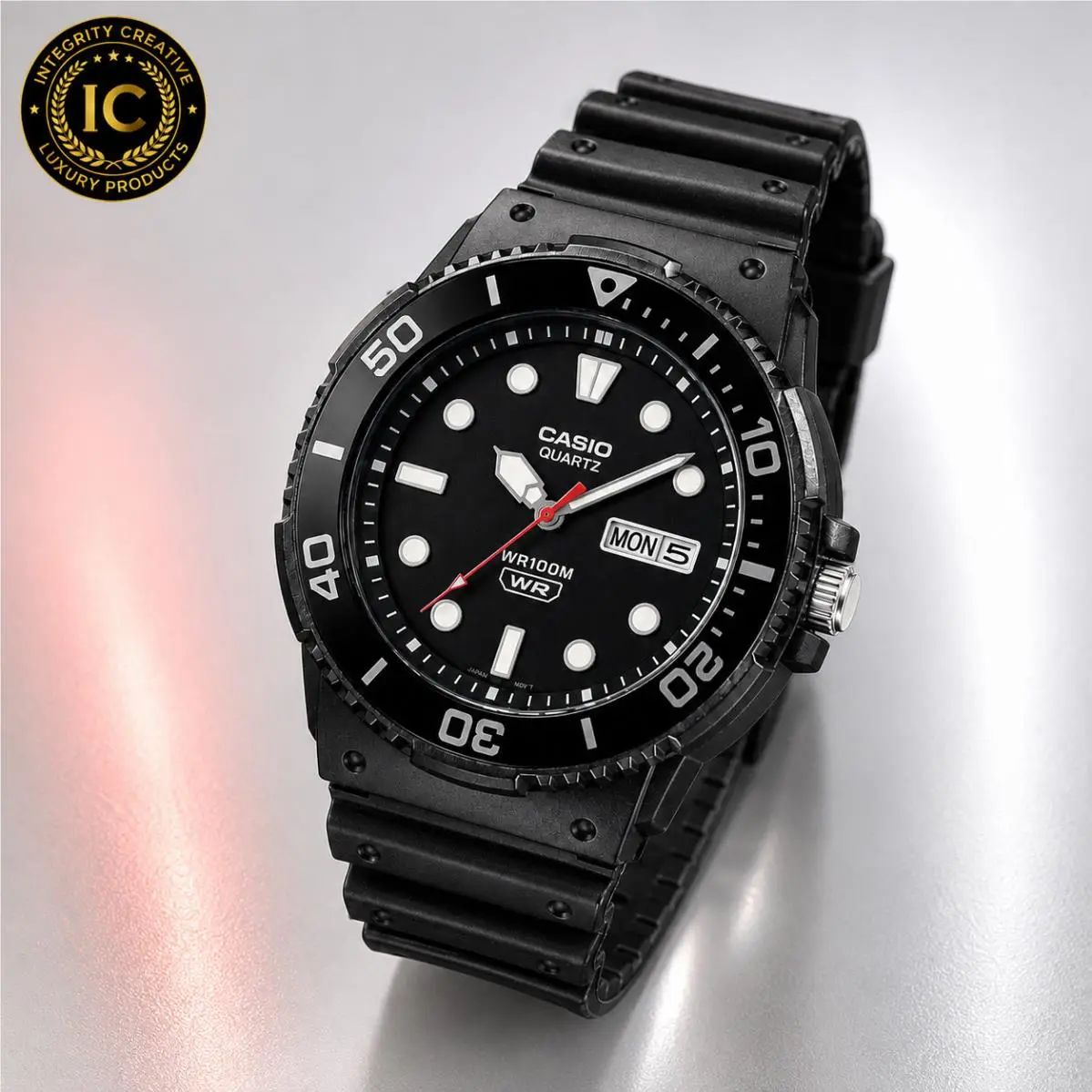 Mens  Marine-inspired 45MM Watch Black Dial Waterproof Black Bezel Day Date by Casio