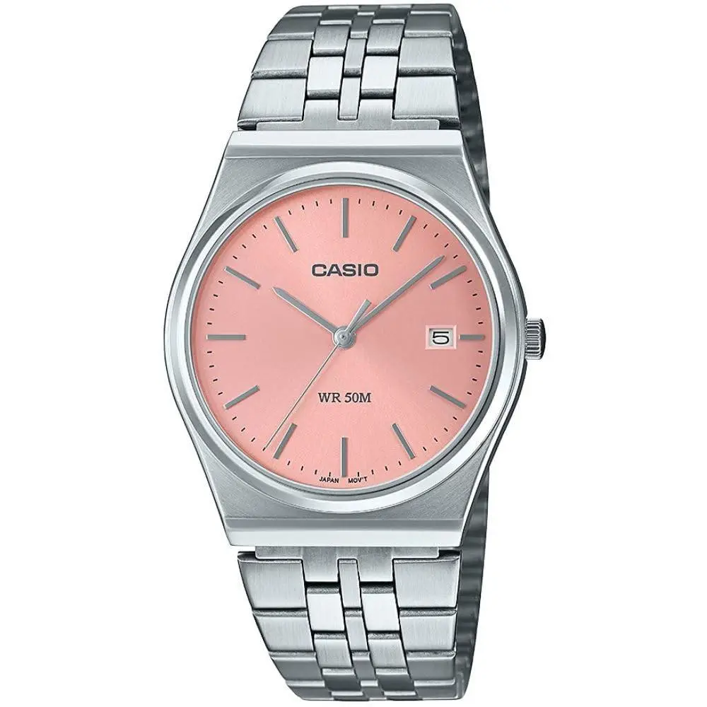 MTP-B145D-4AV Men`s Vintage Stainless Steel Pink Dial 3-Hand Analog Watch by Casio