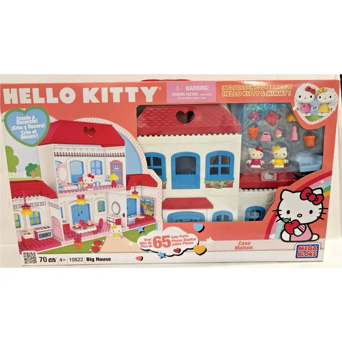 Hello Kitty Mega Bloks 10822 Big House Playset Mimmy 70 Pcs in Package 2011