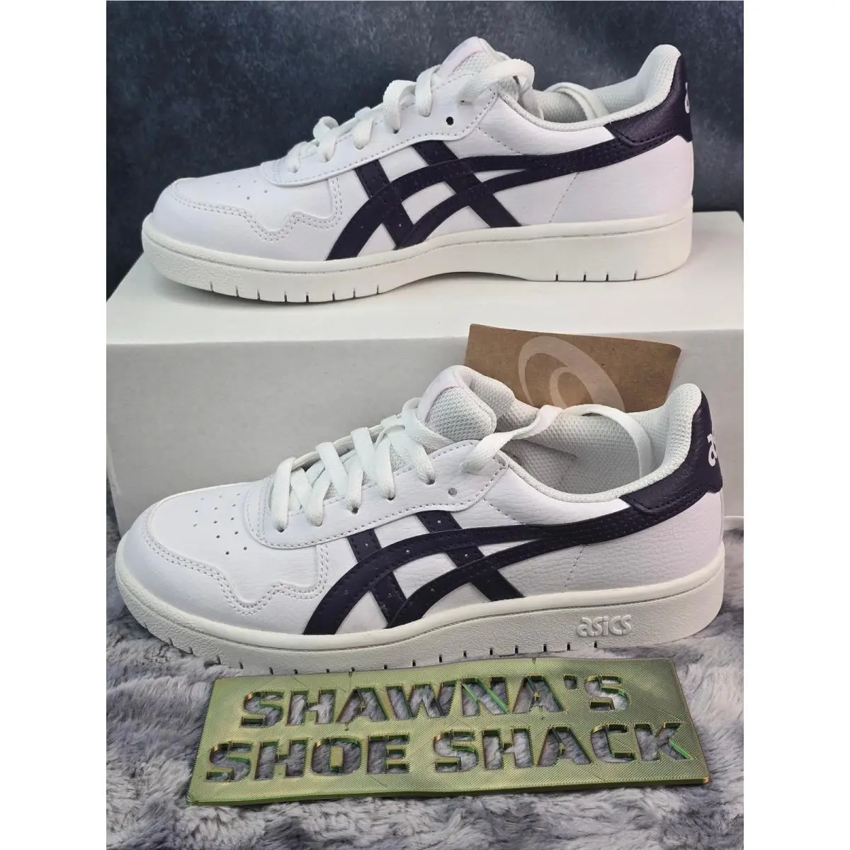 Asics Japan S White Dark Purple Retro Sneakers Kids Size 5 1204A007