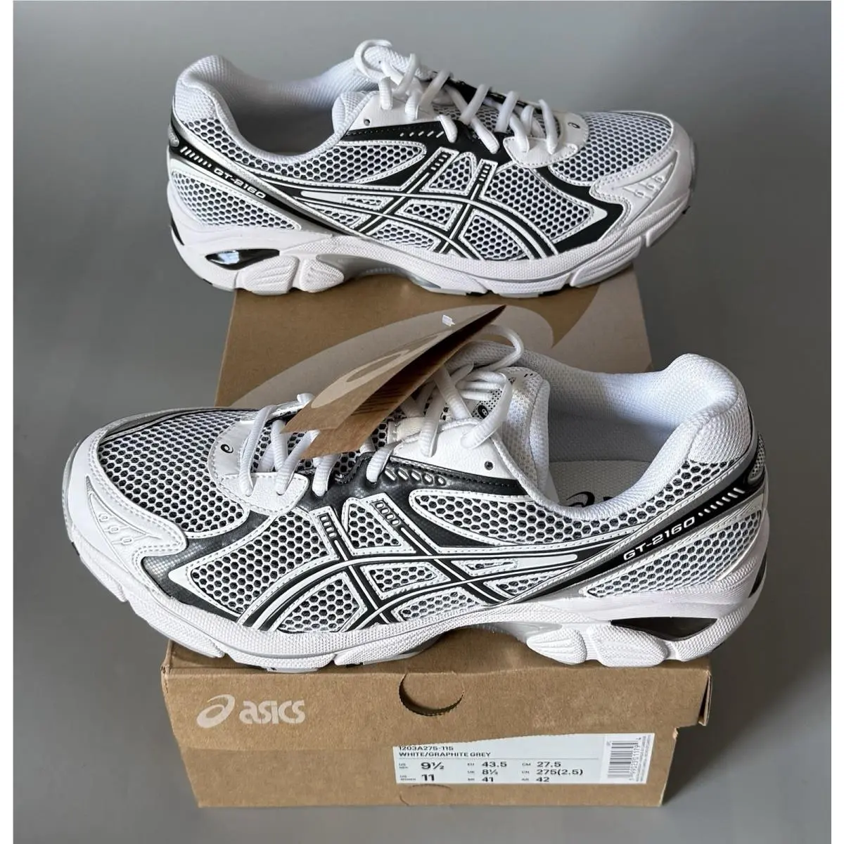 Asics GT-2160 Athletic Sneaker — w/ Box — Men’s 9.5 — White/graphite Grey