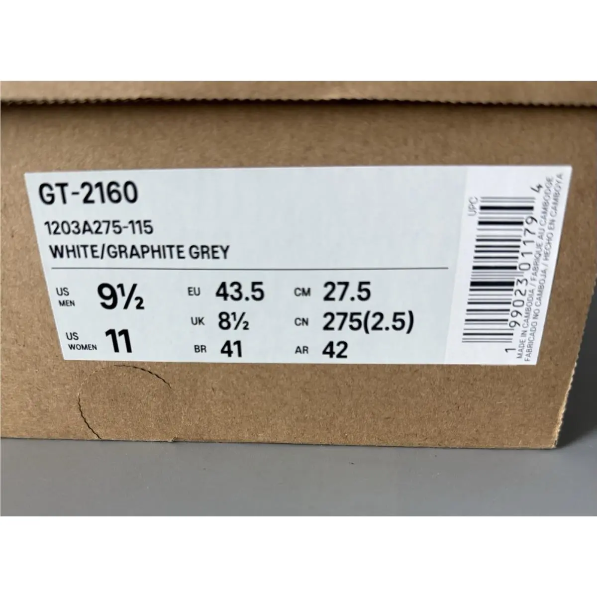 Asics shoes - ASICS GT-2160 - White/Graphite Grey (UPC: 0199023011930) 9