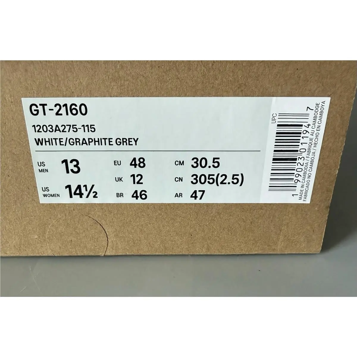 Asics shoes - ASICS GT-2160 - White/Graphite Grey (UPC: 0199023011930) 9