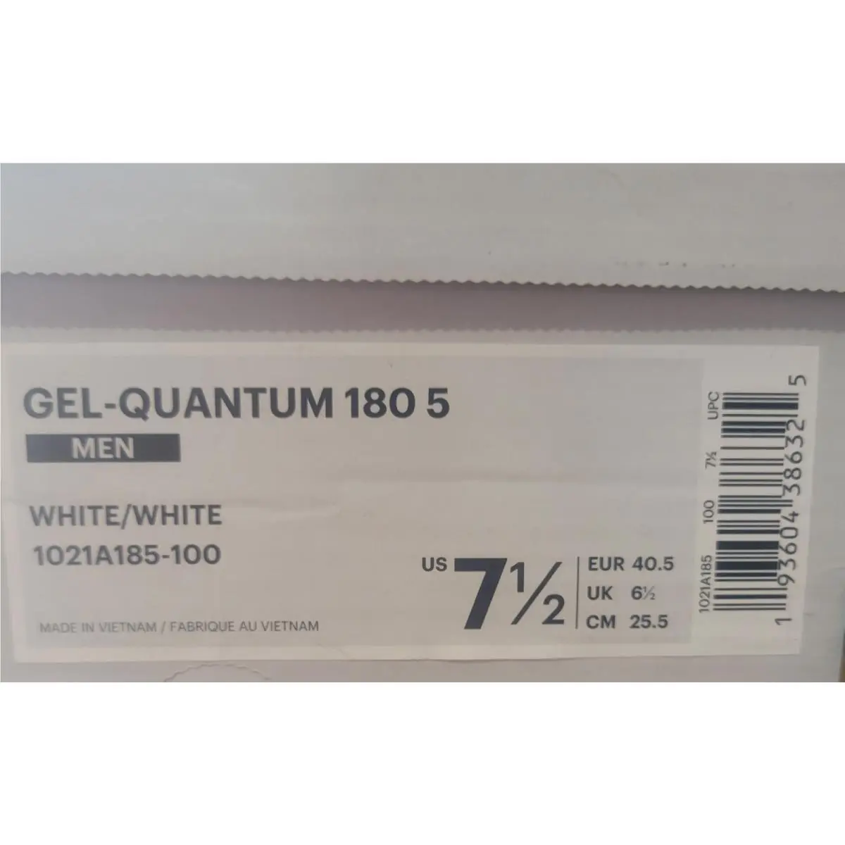 Asics shoes - GEL-QUANTUM 180 5 - 1021A185-100 - White/White (UPC: 193604386325) 8