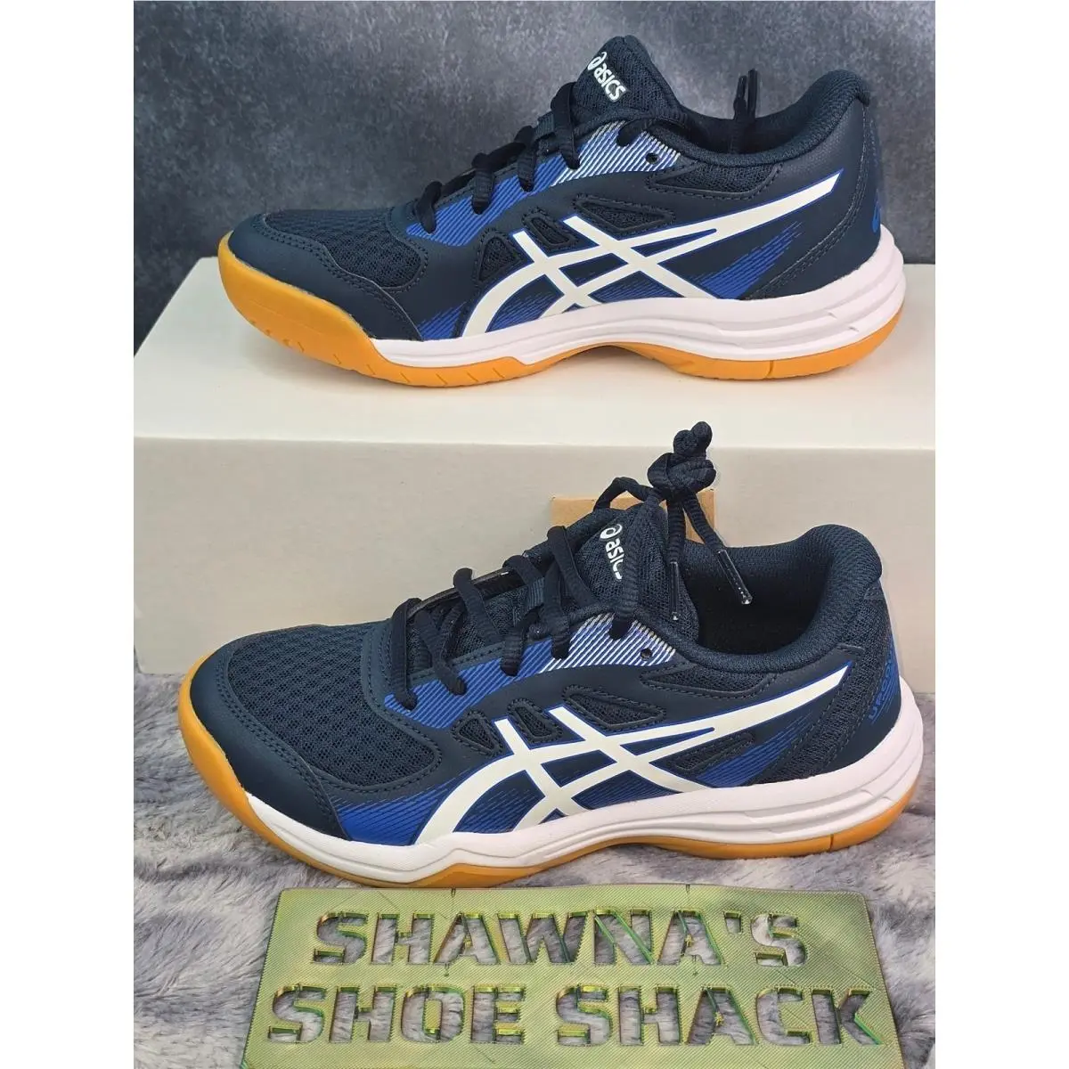 Asics Upcourt 5 Volleyball Shoes French Blue White Gum Kids Size 1.5