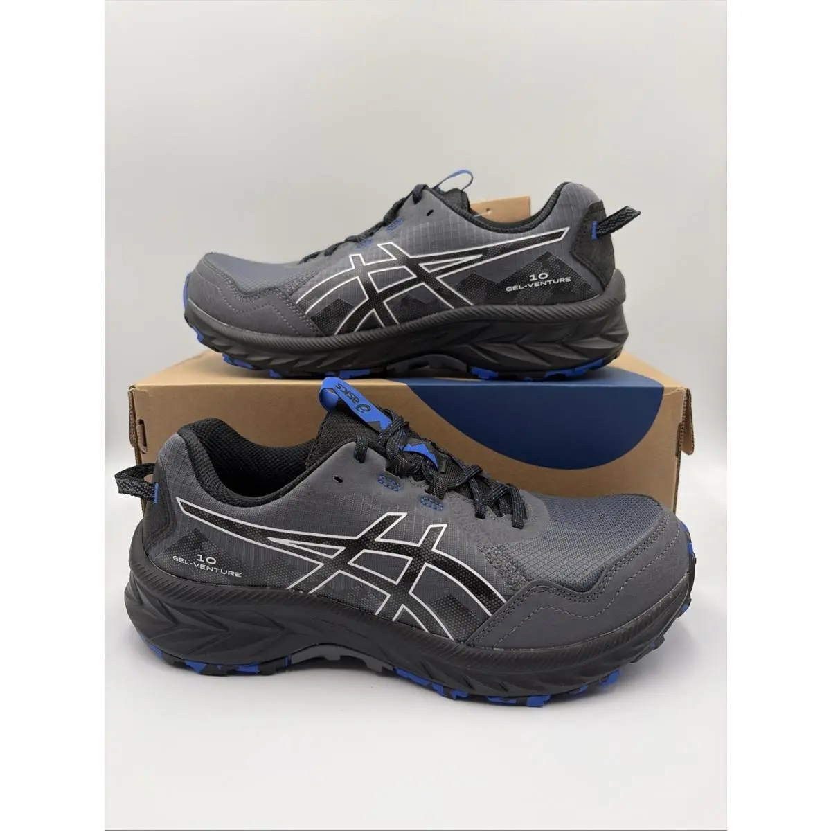 Asics Gel Venture 10 Trail Running Shoes Gray Blue Men’s Athletic Sneakers Sz 8