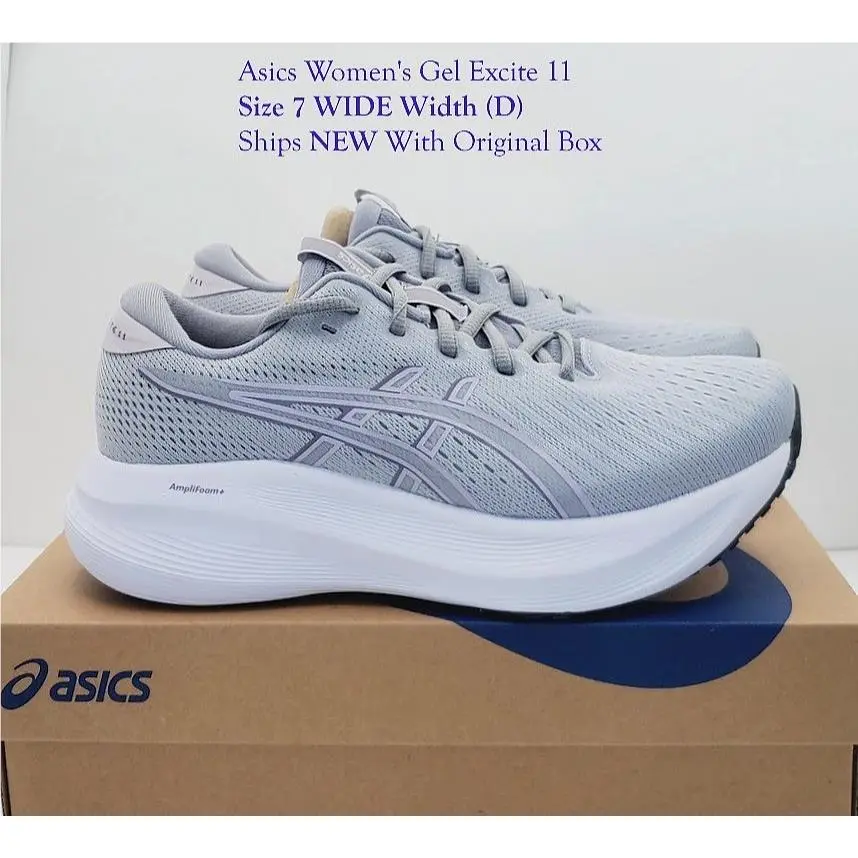 Asics Womens Size 7 Wide Width Gel Excite 11 Athletic Sneakers Gray