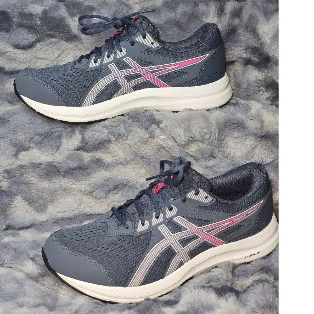 Asics Gel Contend 8 Women`s Running Shoes Grey Pink Ortholite Size 12 Wide
