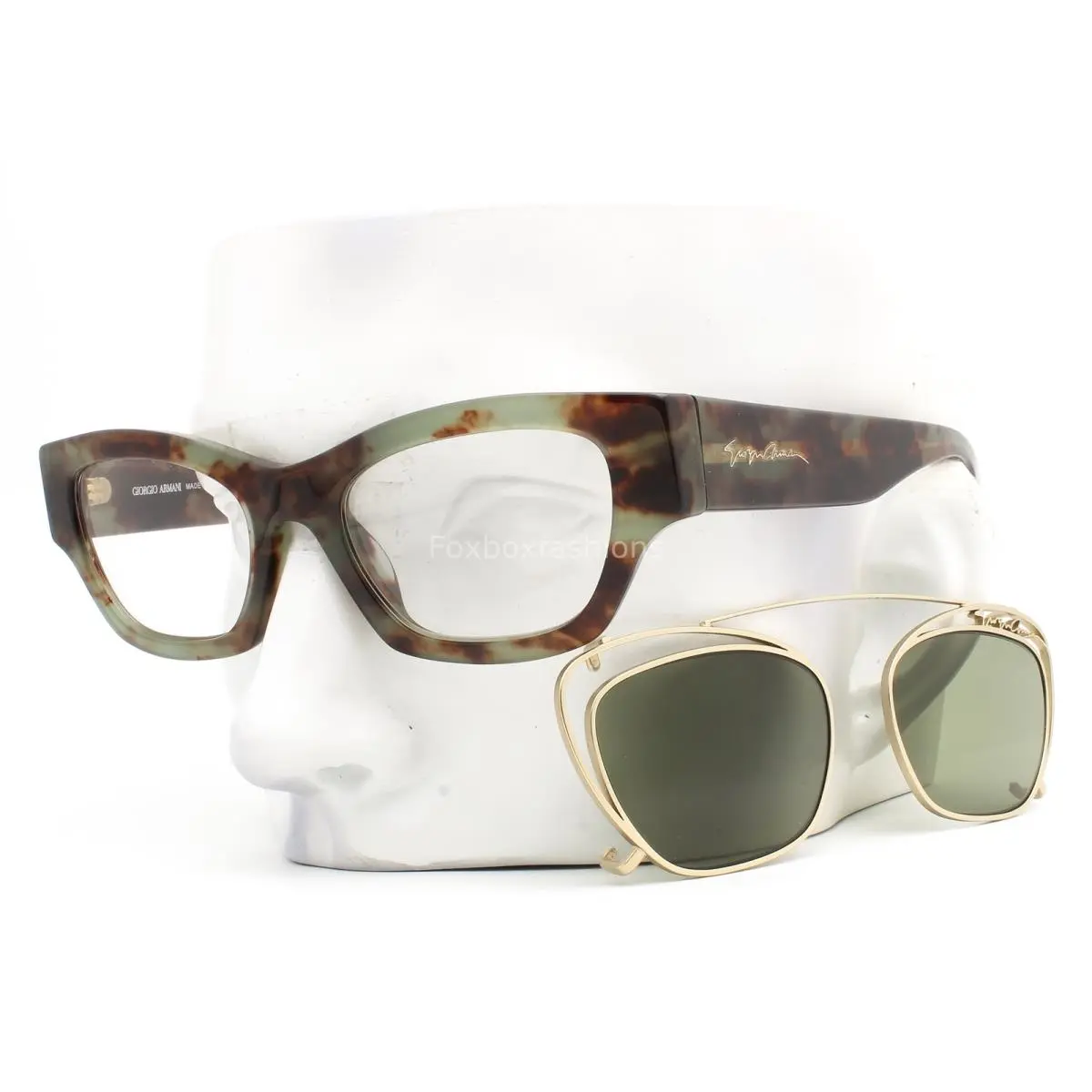 Eyeglasses Clip-on Sunglass Lens AR8185U Green Havana 50mm W/case by Giorgio Armani
