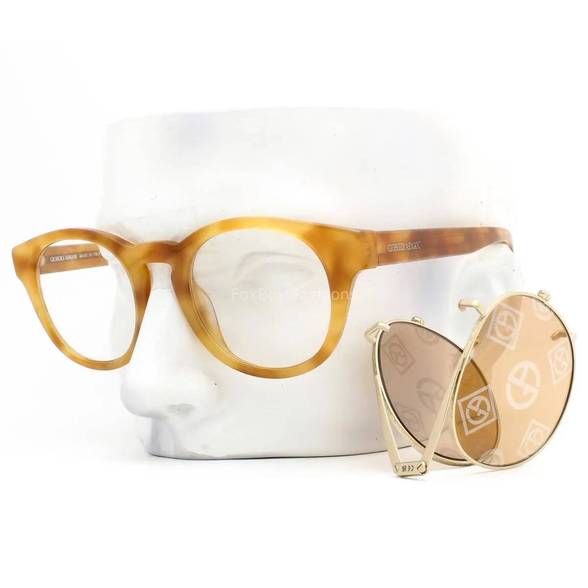 Eyeglasses Fold Clip-on Lens AR8190U Honey Havana 48mm W/case by Giorgio Armani