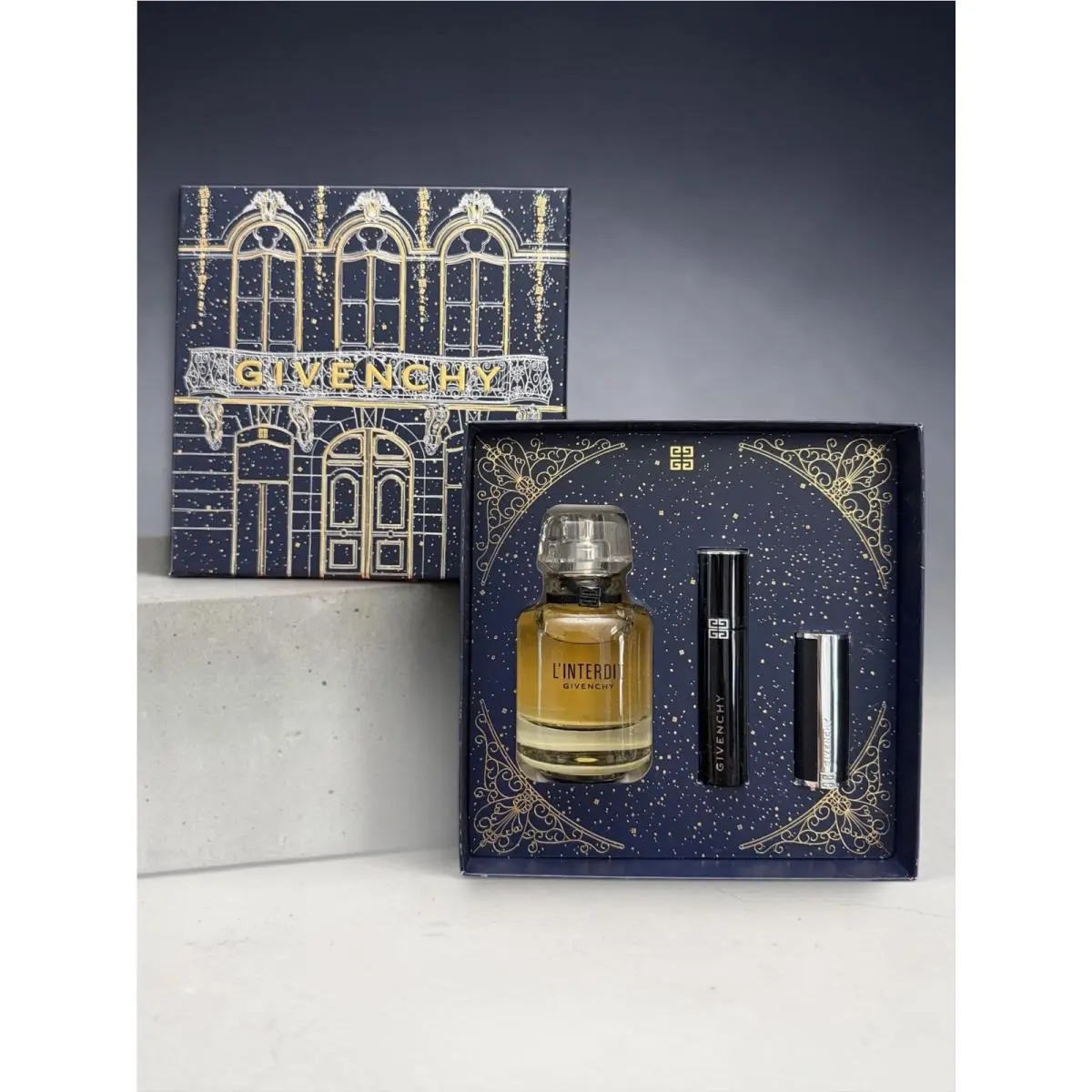 Givenchy L`interdit Set Eau de Parfum 1.7 oz Mascara Lipstick 227 Women`s