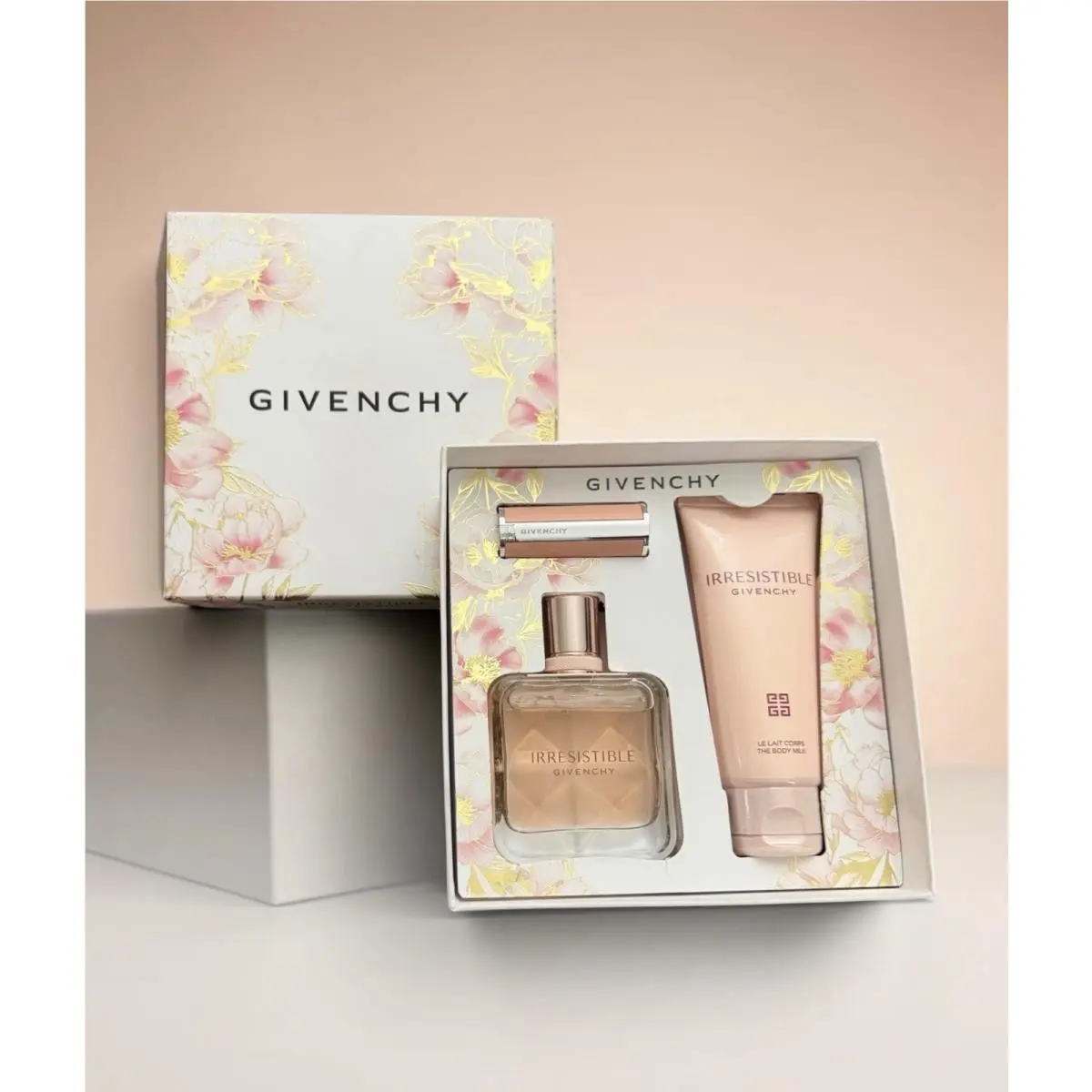 Givenchy Irresistible 3pc Set Eau De Parfum 1.7 fl oz Body Milk Lotion Lipstick