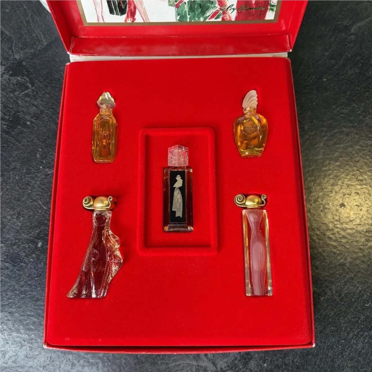 Vtg Givenchy Perfume 5 Pc Mini Gift Set Organza Indecence Ysatis Hot Couture +