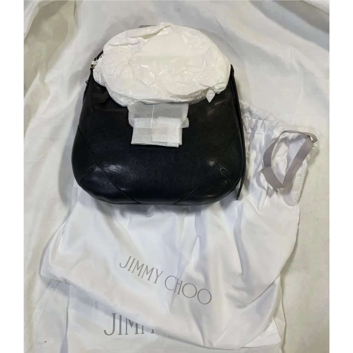Bar Hobo Small Black Biker Leather Shoulder Bag by Jimmy Choo