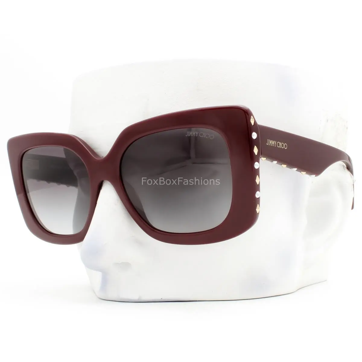 Sunglasses Glasses Shiny Dark Red Studded JC 5025H 5057/8G with Case by Jimmy Choo