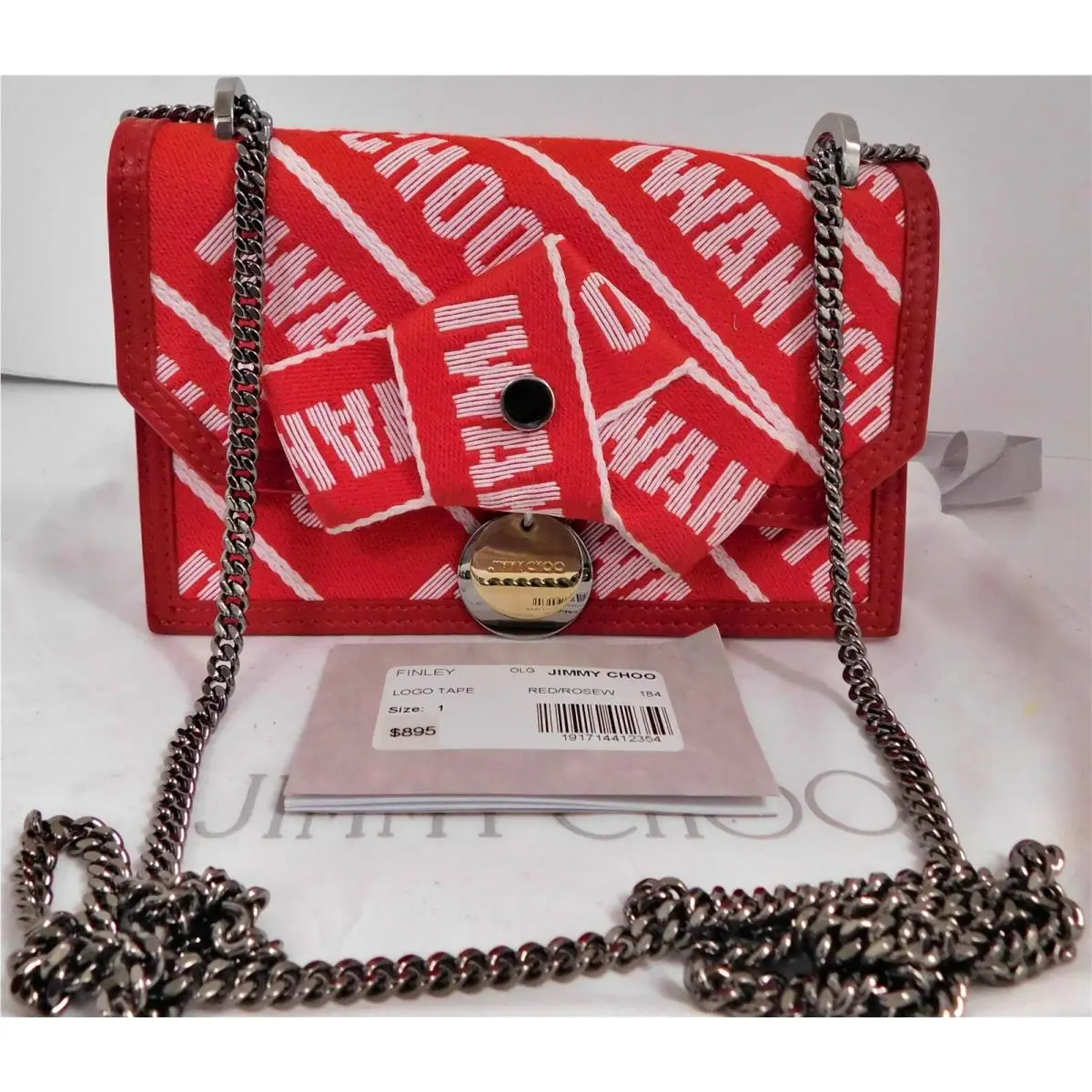 Finley Red Logo Chain Shoulder Crossbody Bag Italy by Jimmy Choo