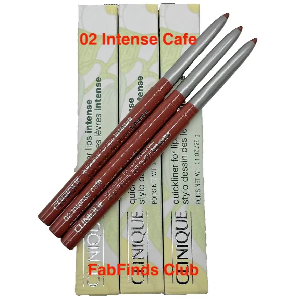 3x Clinique Quickliner For Lips Intense Lipliner Pencil 02 Intense Cafe