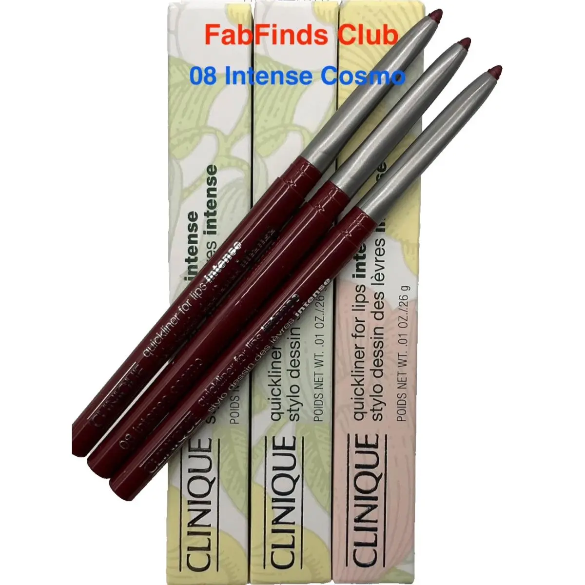3x Clinique Quickliner For Lips Stylo Liner Pencil 08 Intense Cosmo Full Size