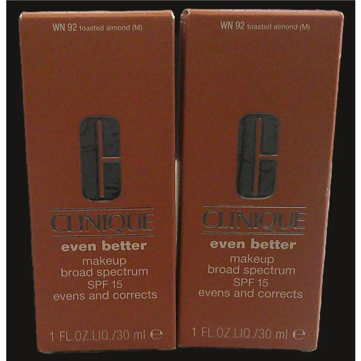 Clinique Even Better Makeup Broad Spectrum SPF15-Toasted Almond WN 92 Lot of 2
