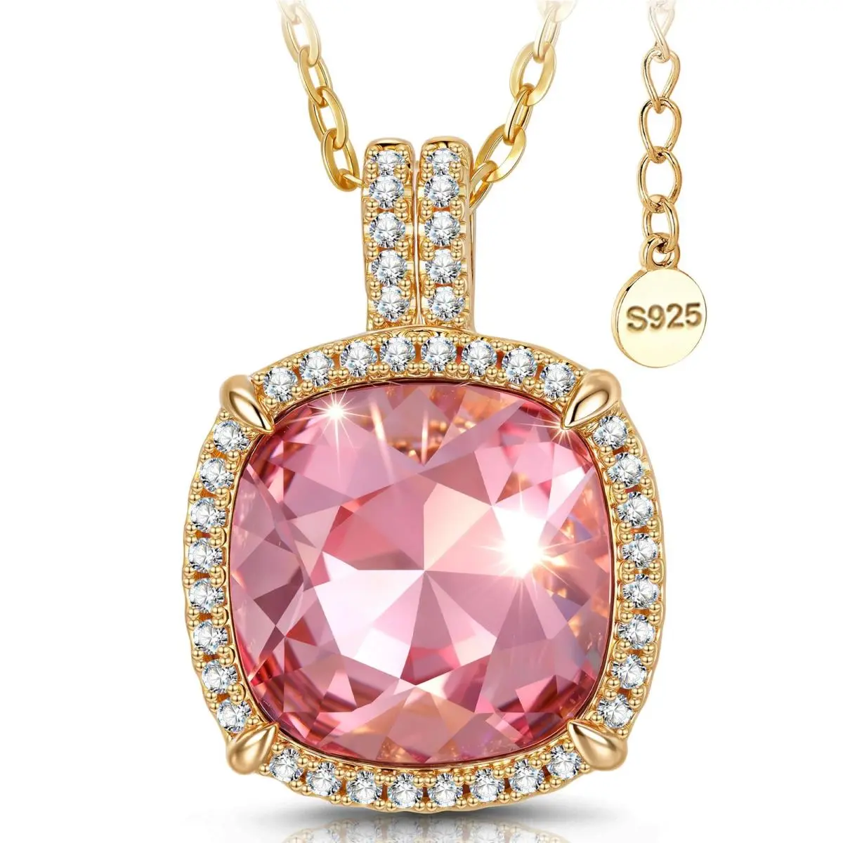Handmade with Swarovski® Crystals Necklace For Women 925 Sterling Silver Pink Ch