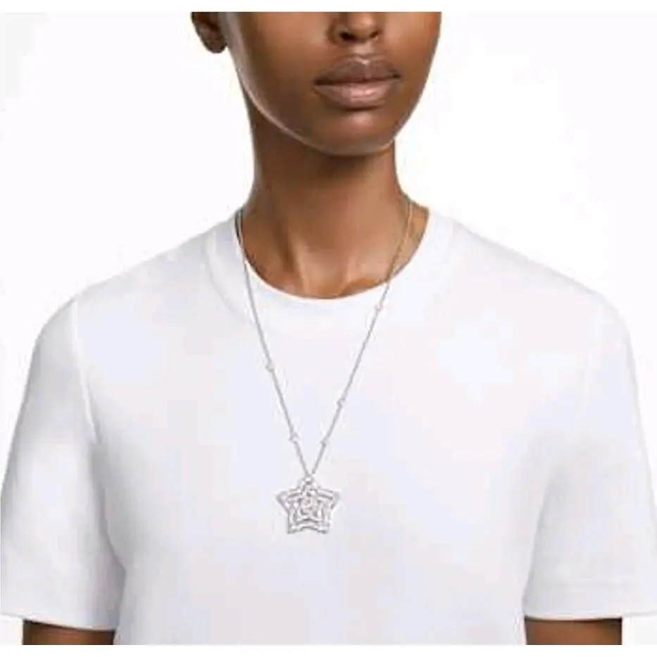 Swarovski Stella Necklace Chain Pendant Clear Rhodium Plated Mixed Cuts Rare L