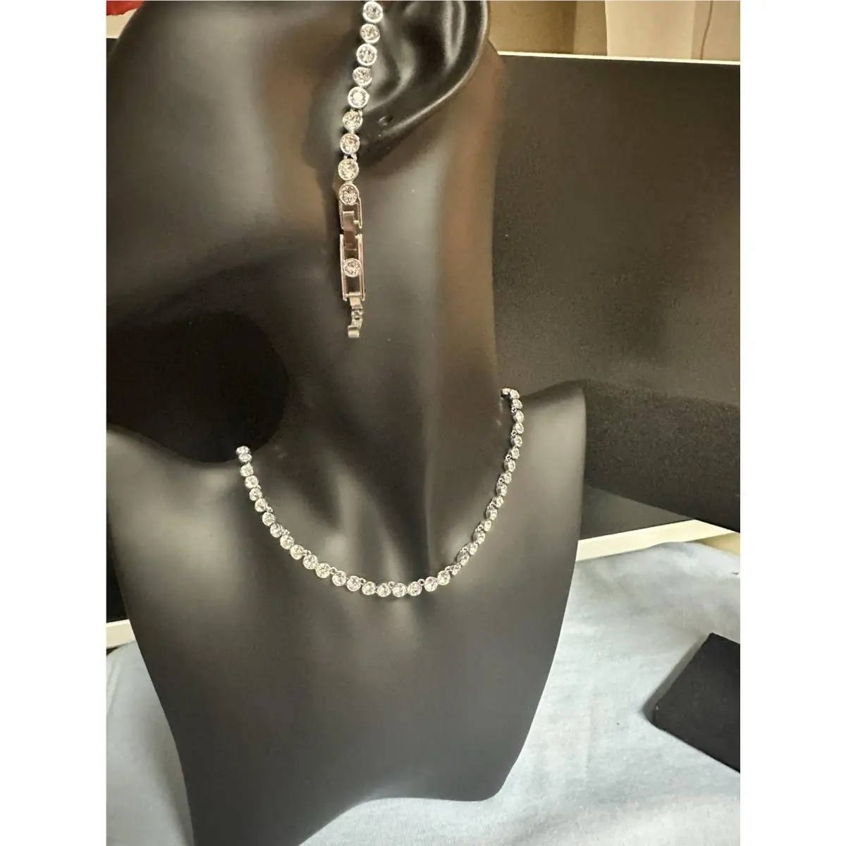 Swarovski Swarowski Tennis Necklace and Bracelet and Earrings Bracelet 7 In Necklace 15