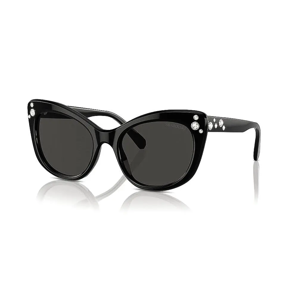 Swarovski Sunglasses SK 6020 Polished Black Clear Swarovski Crystals with Case