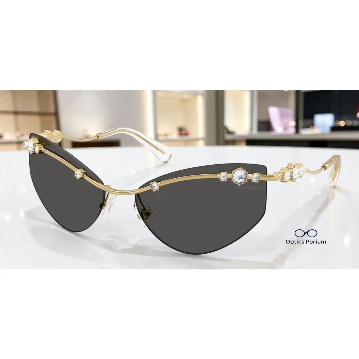 Swarovski SK7039 400487 Gold Dark Grey 61 mm Women`s Sunglasses