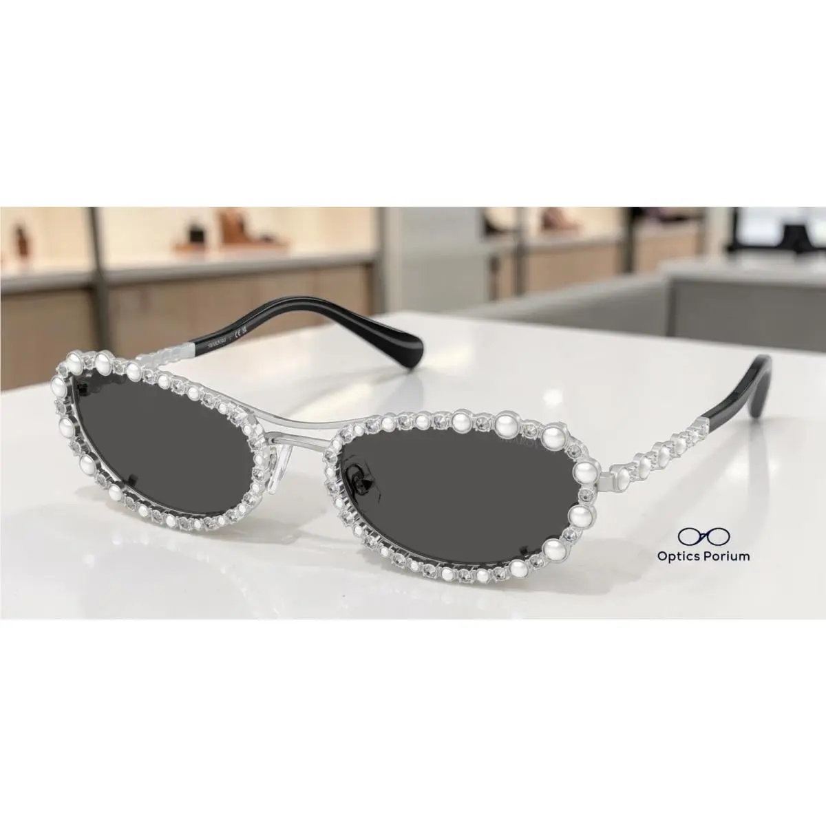 Swarovski SK7044 400187 Silver Dark Grey 56 mm Women`s Sunglasses