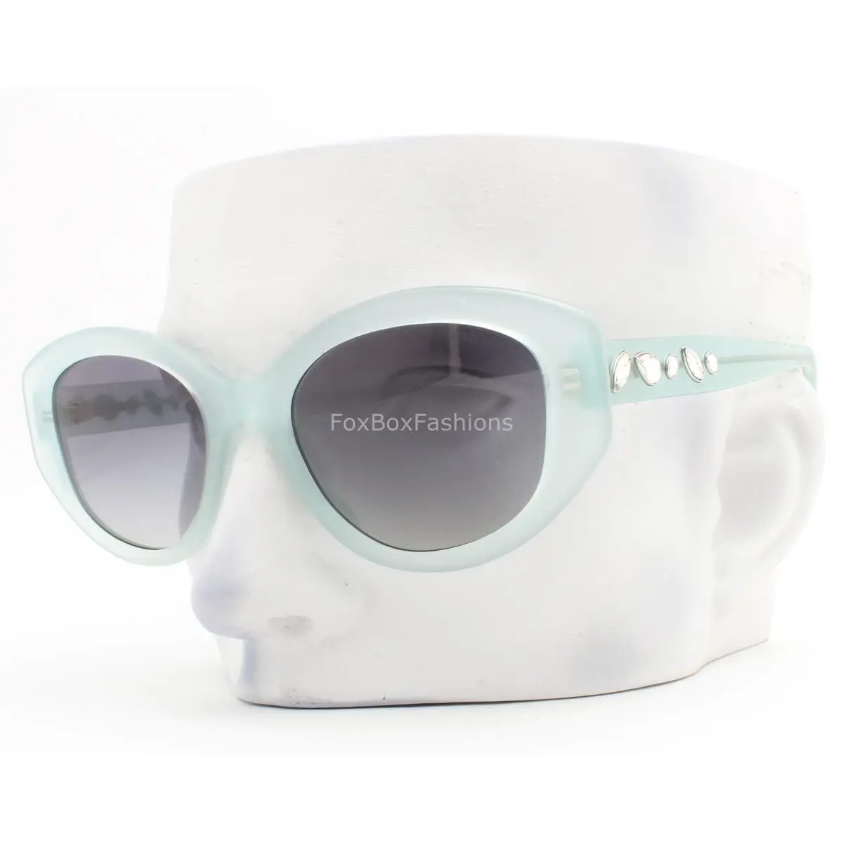 Swarovski Sunglasses Glossy Milky Blue Clear Crystals SK 6005 10244L with Case