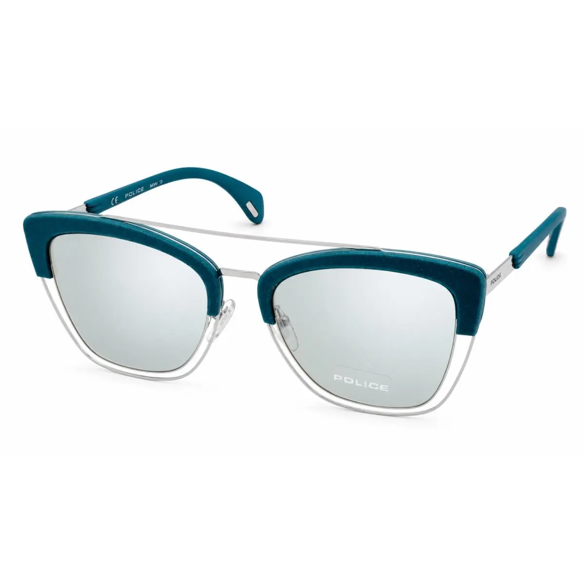 Police Womens Blue Square Metal Sunglass Blue Gradient Lens SPL618. 579X