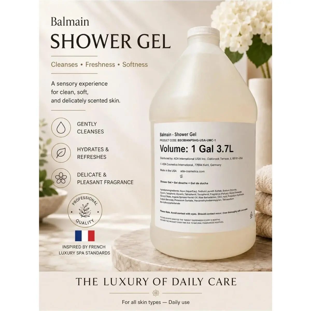 Balmain - Paris Body Wash Shower Gel Luxury Hotel Spa 3.7 L - 1 Gallon