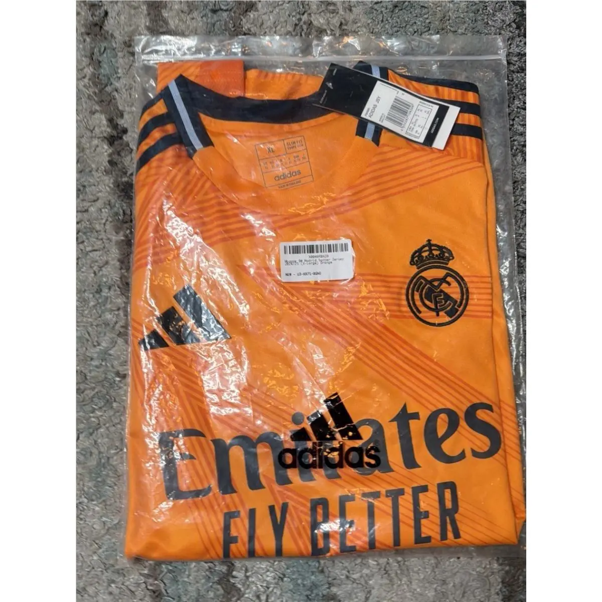 Real Madrid Mbappe 9 Jersey Mens XL Orange 2024-25 Third Shirt by Adidas