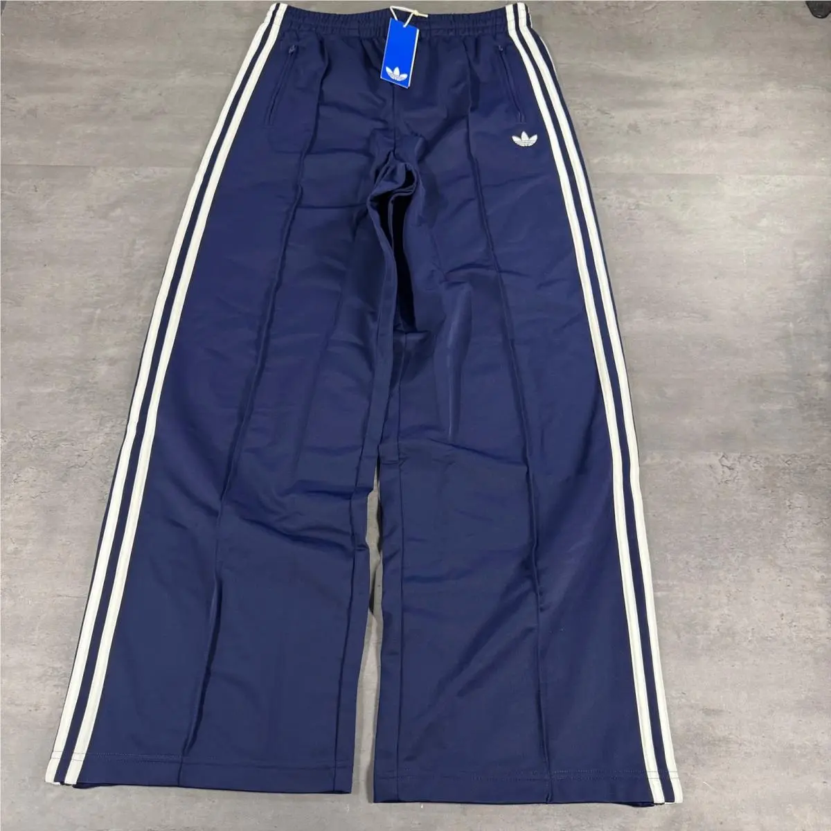Firebird Track Pants Womens Medium Loose Indigo Navy Blue Wide Leg by Adidas