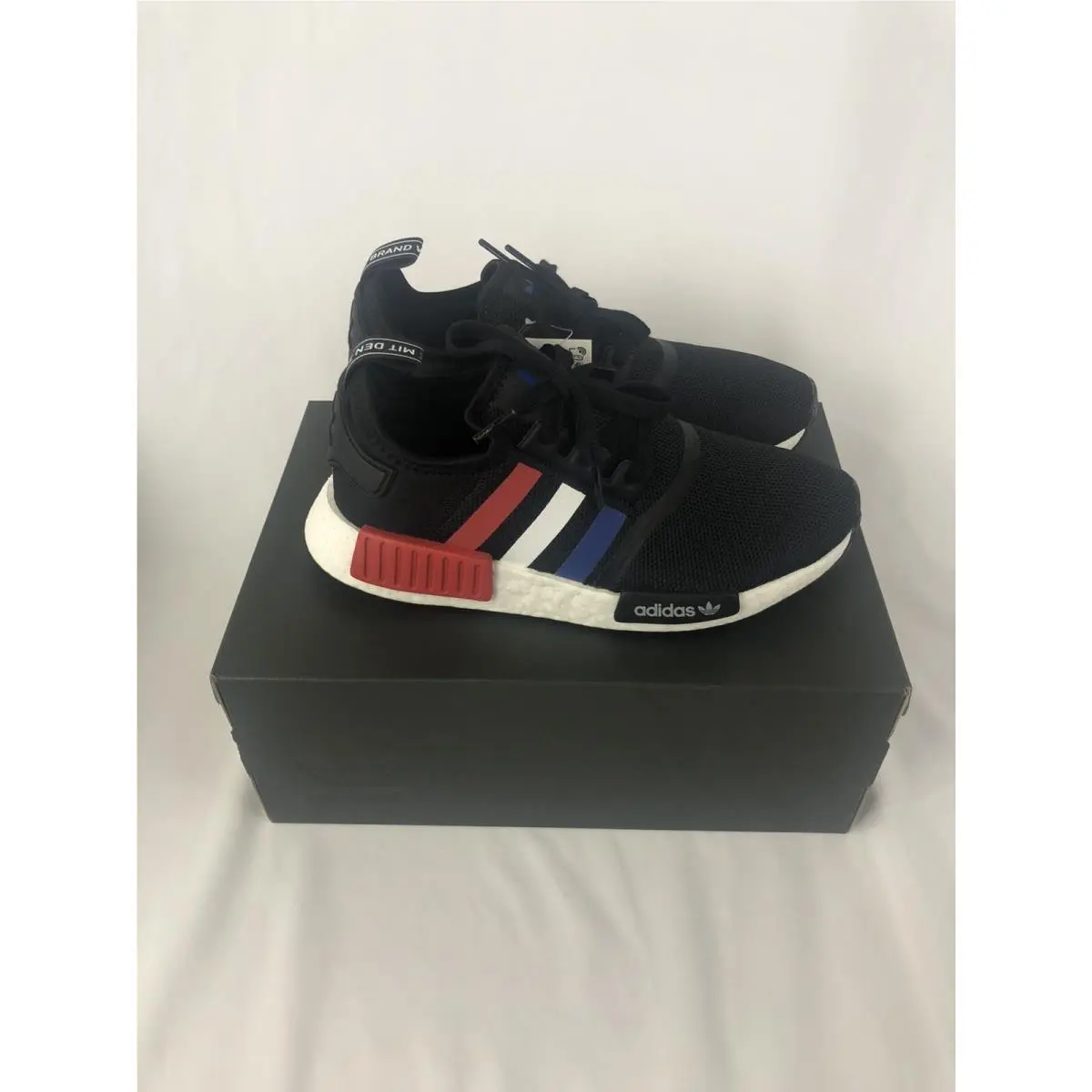 Adidas Nmd R1 J Tri-color Core Black Cloud White Scarlet EG9360 Size 5