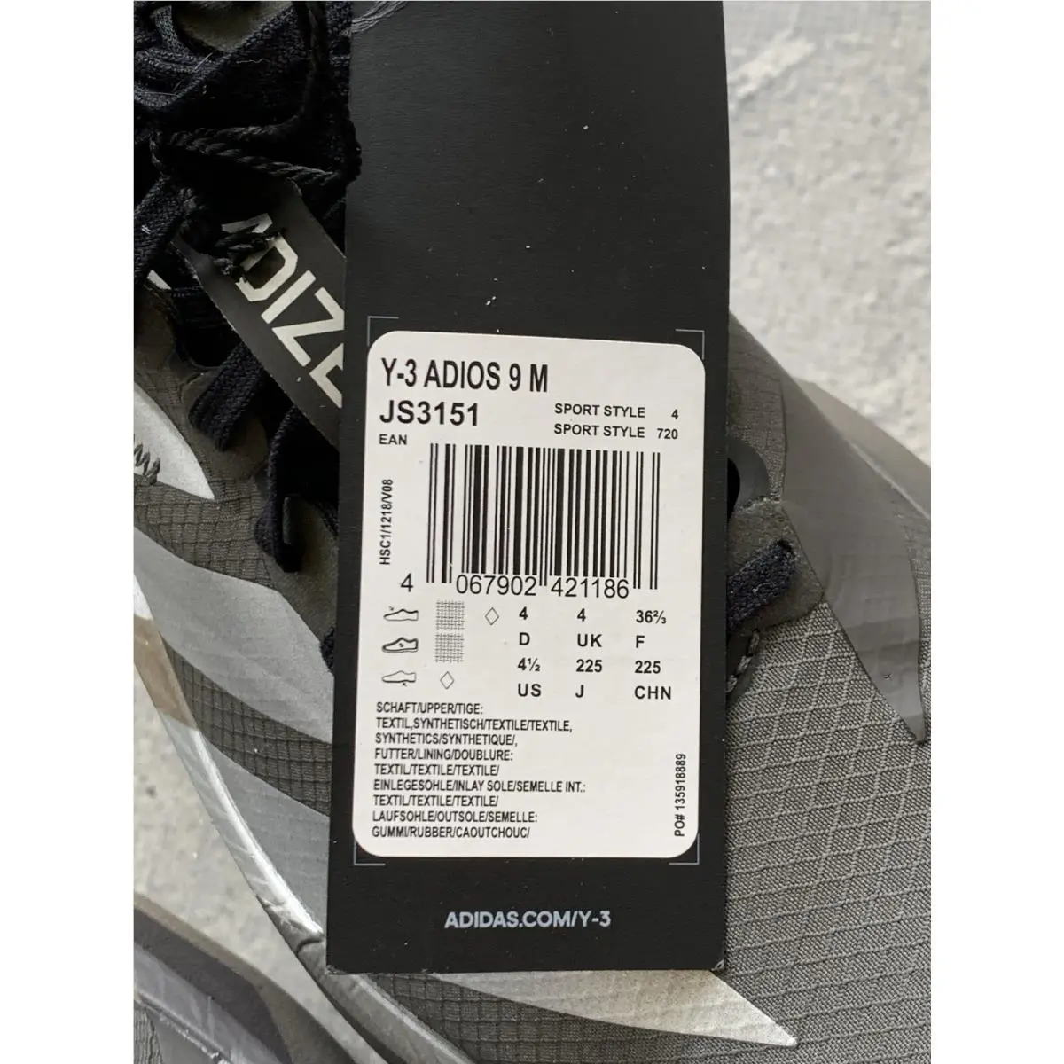 Adidas shoes - YOHJI YAMAMOTO Y-3 ADIZERO ADIOS 9 - JS3151 - Gray 11