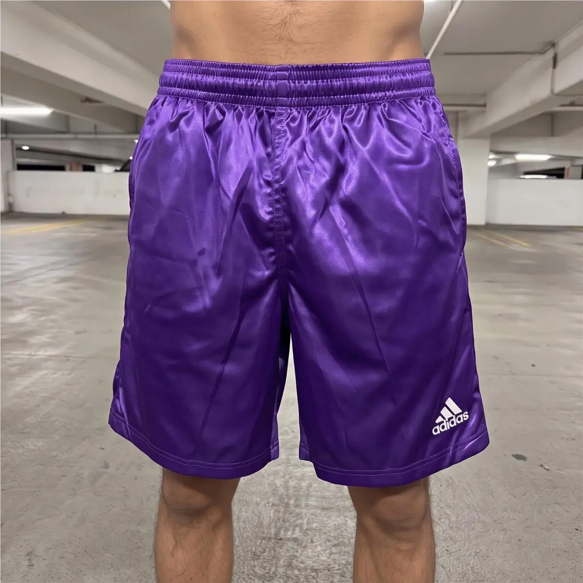 90s Genoa Soccer Shorts Eggplant Shiny Satin Mens Large L by Adidas