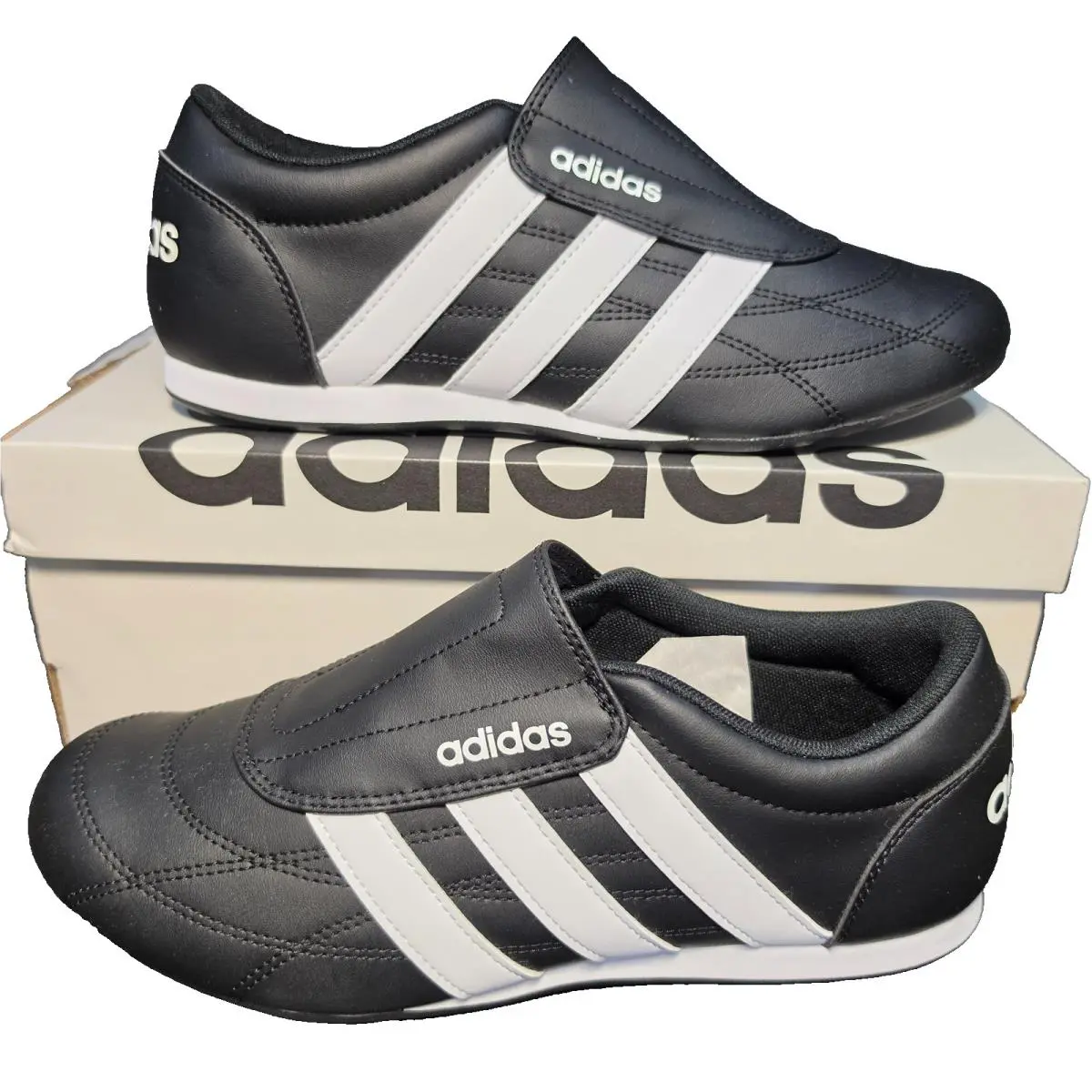 Men`s 9  Tekwen Core Black Cloud White JS3877 Slip-on Sneaker by Adidas