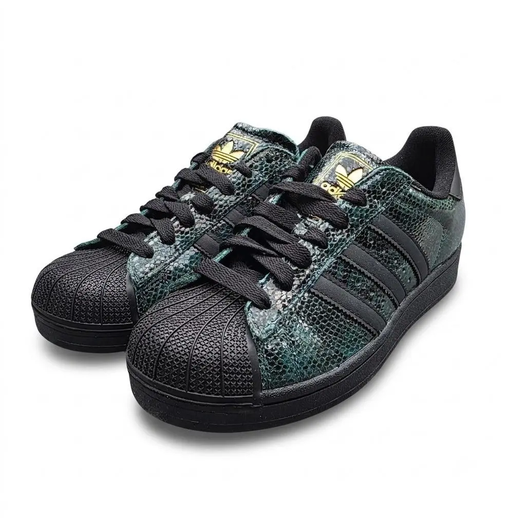 Superstar II W Green Black Snakeskin Shell Toe Sneakers JP8159 Womens 8.5 by Adidas