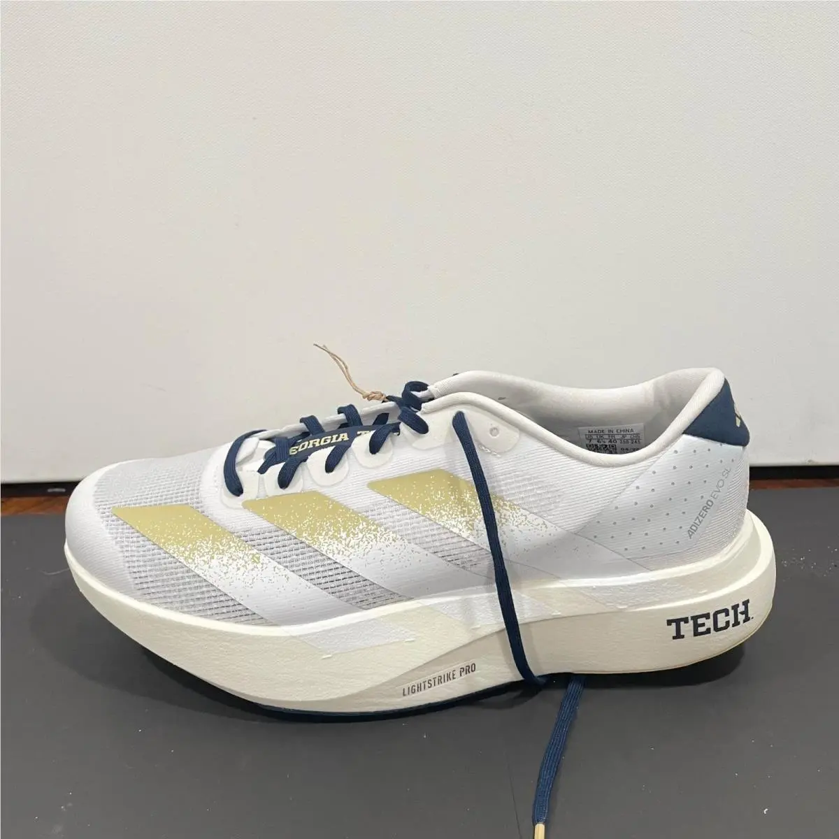 Adidas Adizero Evo SL Georgia Tech Yellow Jackets White Gold Navy JQ4577 Mens 7
